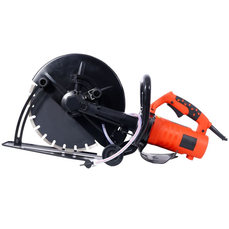 Electric 14" Cut Off Saw Wet/Dry Concrete Saw Cutter Guide Roller With Water Line Attachment_voghion.com