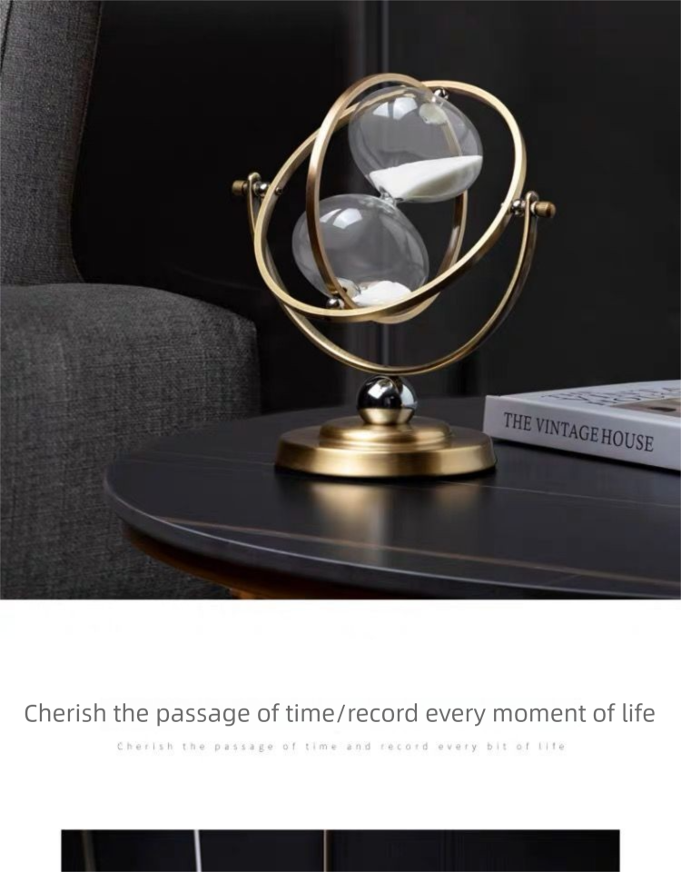 Luxuriöse, hochwertige 3D-Sanduhr aus Metall als Tischdekoration für Wohnzimmer, Weinschrank, Büro oder Zuhause_voghion.com