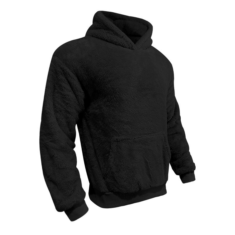 New Youth Hooded Double-Sided Fleece Winter Pullover Sweatshirt Men Top_voghion.com