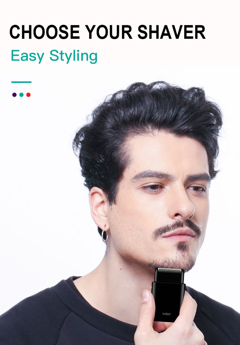 VGR electric professional beard trimmer portable mini reciprocating shaver 2-blade USB charging men's V-390_voghion.com