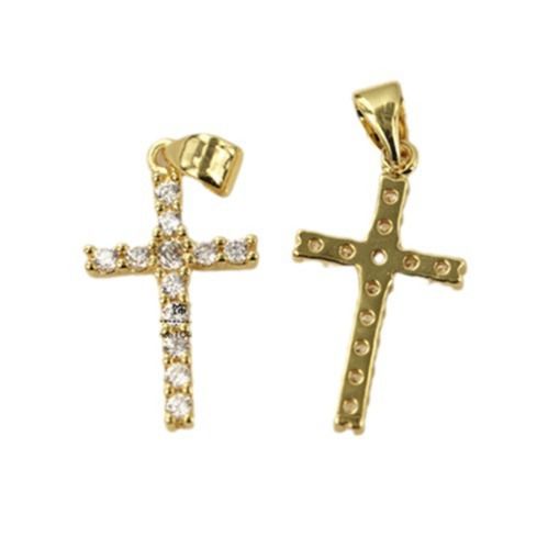 Vergoldetes Kupfer, Roségold, Weißgold, Mikro-Einlegearbeit, kleines Kreuz, Anhänger, DIY-Ohrringe, Armband, Halskette, Accessoires_voghion.com