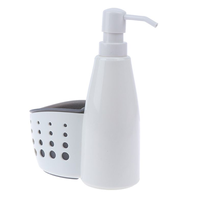 2 In 1 Bathroom Dispenser Storage Box Liquid Detergent Sponge Drainboard Soap Holder_voghion.com