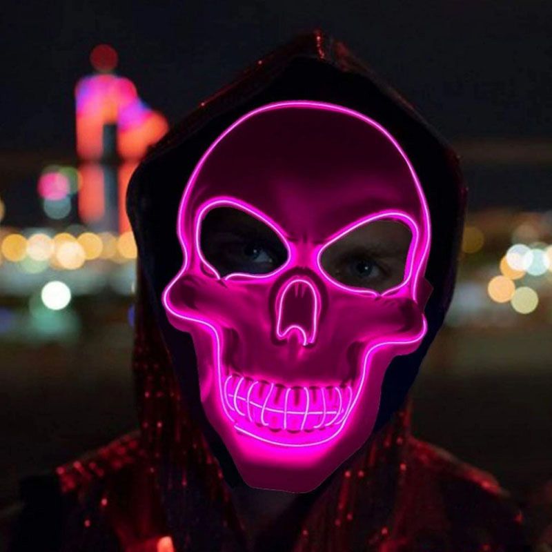 Halloween Horror Skull Mask - LED Cold Light Luminous, Cosplay Prop, Party Decoration, Spooky Glowing Skull Masks For Halloween_voghion.com
