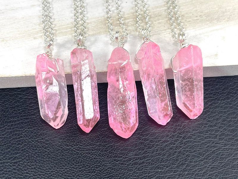 Necklaces Chakra Rainbow Point Natural Quartz Pendant Necklace_voghion.com