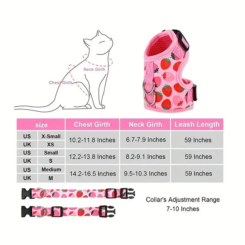 Corda refletiva anti-liberação para gatos, respirável, peitoral e colete para animais de estimação_voghion.com