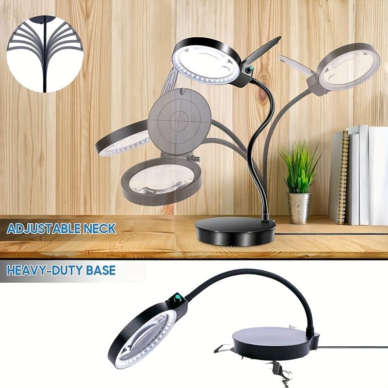 Handsfree 10x vergrootglas met licht en standaard voor nauwkeurig werk, lezen, knutselen en reparaties_voghion.com