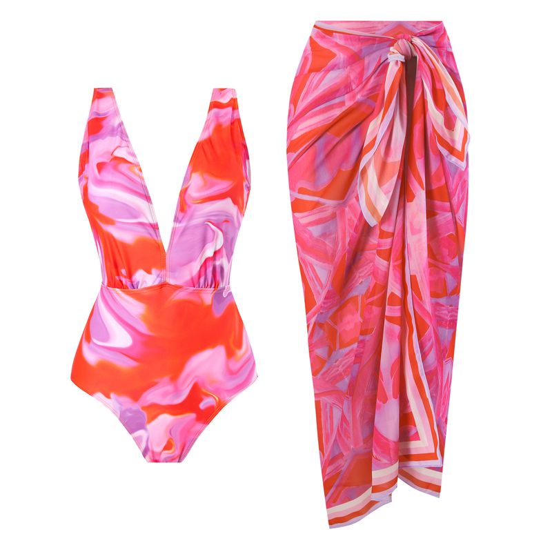 Maillot de bain une pièce sexy avec jupe transparente, ensemble bikini dos nu, taille haute gainant le ventre, pour femme_voghion.com