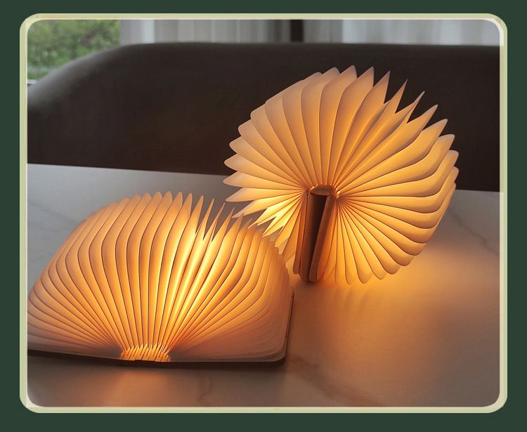 Altavoz Bluetooth magnético plegable creativo de madera, lámpara LED nocturna para libros, luz ambiental, regalo_voghion.com