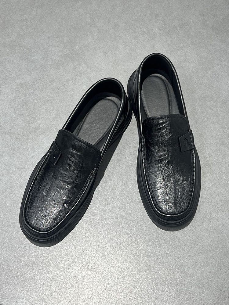 Men's Loafers Summer Breathable Genuine Comfortable Soft Sole Slip-On Business Casual Leather Shoes_voghion.com