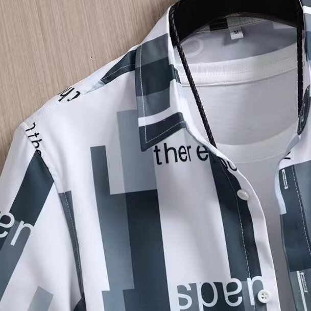 Plaid Flower Shirt For Men, Loose And Casual Short Sleeved Shirt For Spring And Summer, Jacket For Men_voghion.com