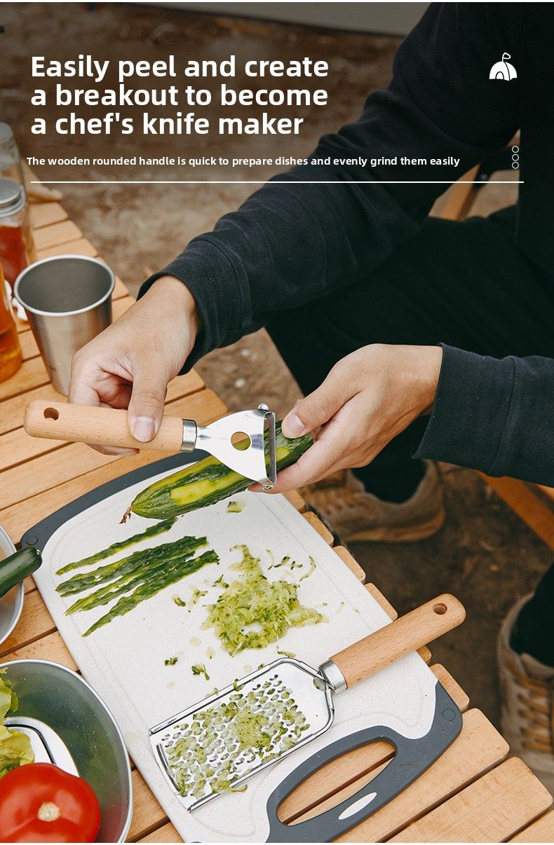 Campin Portable Set Outdoor BBQ Picnic Pot Spatula Knife Multi-functional Cookware Combination Cuttin Board Storae_voghion.com