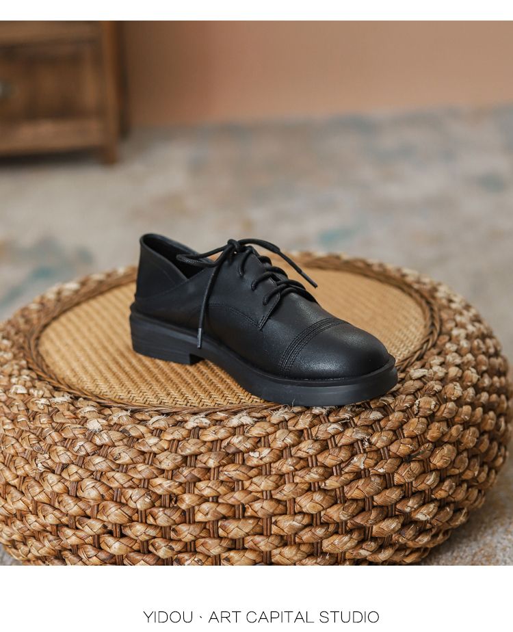 Loafers pavasarim un rudenim Vienkāršākais Match Flats kurpju šņores mīksta govs āda_voghion.com