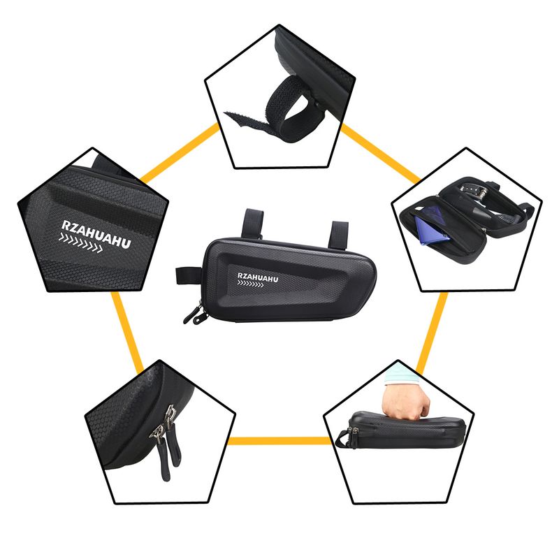 RZAHU Hard Shell Waterproof Mountain Bike Triangle Front Beam Phone Bag Cycling Gear Accessories Set_voghion.com