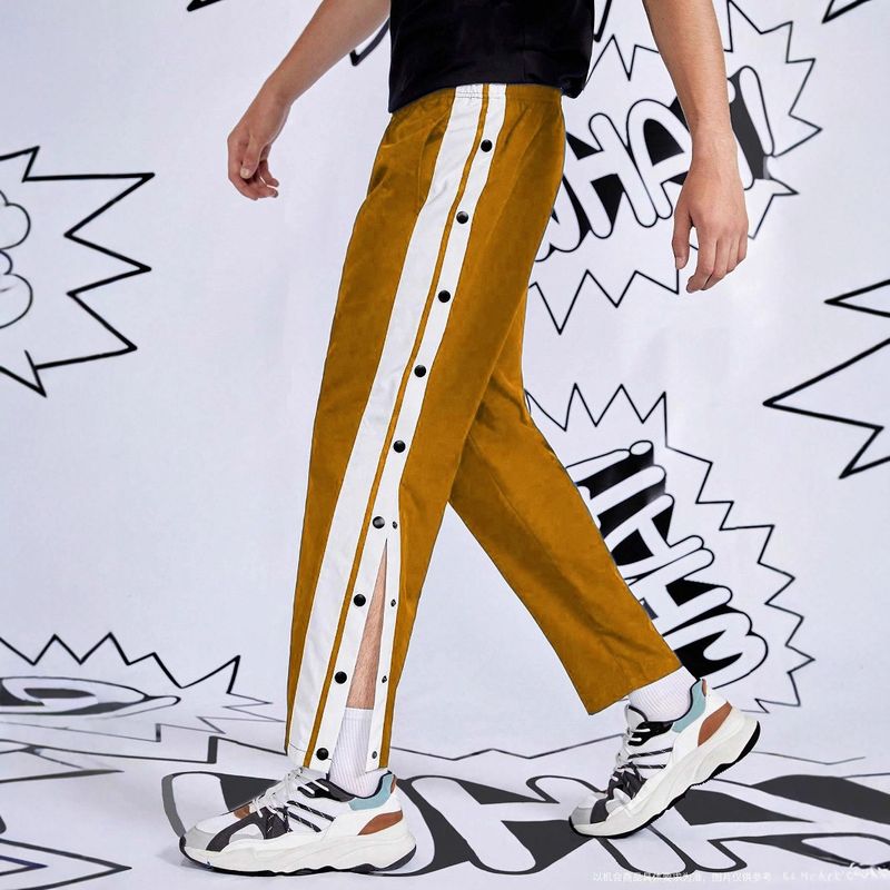Spring And Autumn Basketball Full Open Buttoned Men's Trendy Sports High Street Ins All Match Straight Pants_voghion.com
