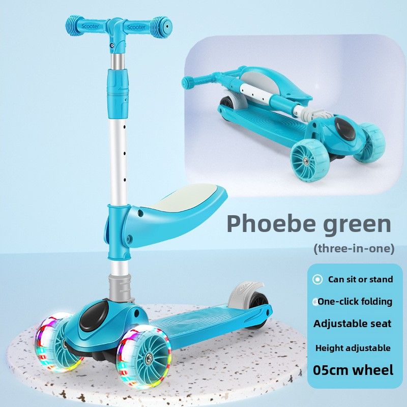 Scooter infantil dobrável de quatro rodas para crianças de 2 anos, 3 anos, 6 a 8 anos, 10 anos, scooter de uma peça_voghion.com