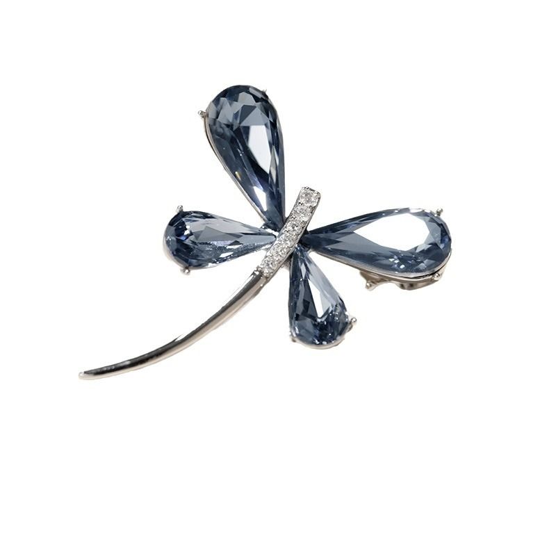 Elegante französische Kristall-Brosche mit Libelle – exquisites Kleider-Accessoire für Damen und Herren, Anstecknadel-Design, Kleider-Corsage-Accessoires_voghion.com
