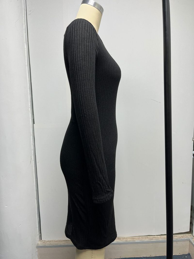 Vêtements pour femmes pull tricoté col en V à manches longues automne et hiver sexy coupe ajustée jupe filetée jupe plissée à cordon de serrage_voghion.com