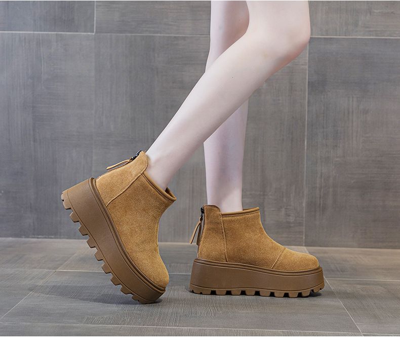 Stivali da neve in stile europeo per donna, stile casual invernale 2025, versatili, bassi, con suola spessa, in pile spesso, caldi e corti_voghion.com