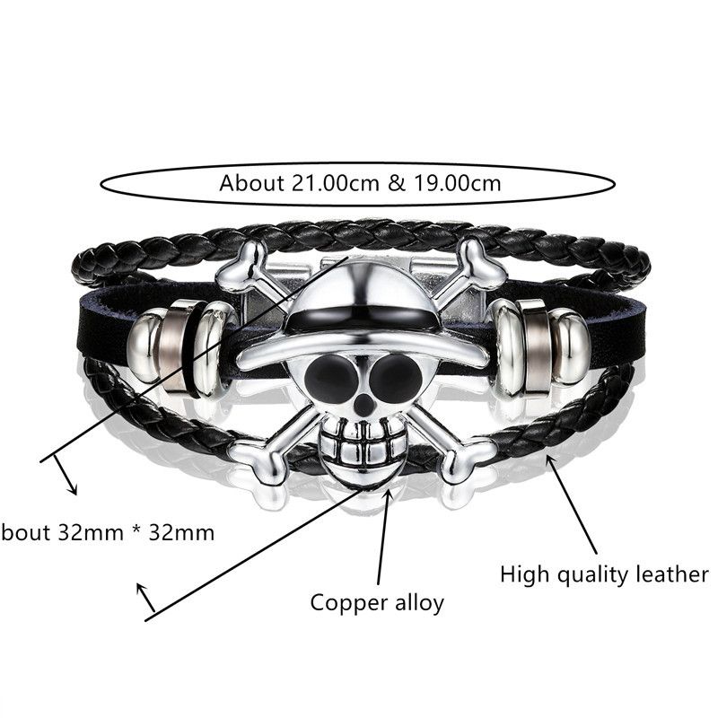 Bracelet tête de mort punk grand public Ou Han Fei, bracelet en cuir à tête de fantôme dégoulinant d'huile de roi pirate atmosphérique_voghion.com