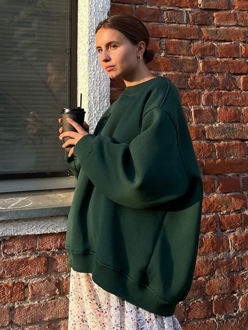 Robe femme col rond sweat à capuche ample femme_voghion.com