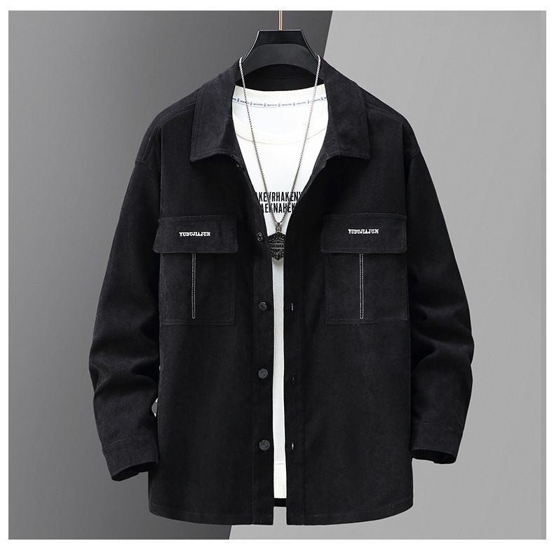 Men's Oversized Casual Jacket – Lightweight Windproof Bomber With Embroidery (Black/Gray, 4XL-11XL, Stretchable Polyester For Big & Tall)_voghion.com