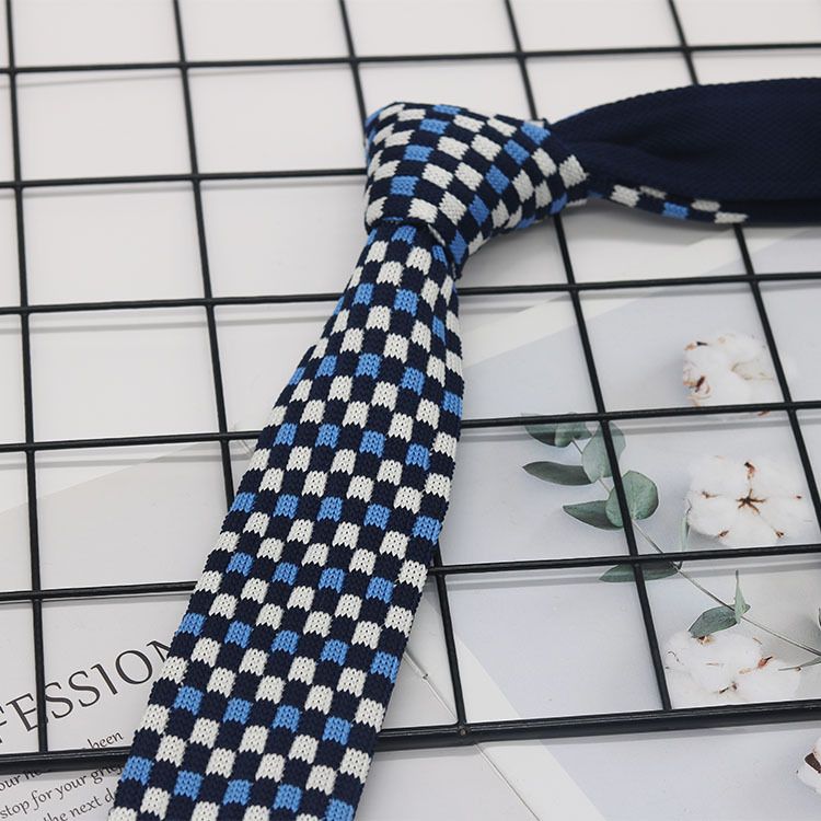 Cravatta alla moda con testa piatta per uomo, in lana lavorata a maglia, stile college britannico, casual, a quadri colorati da 6 cm, unisex_voghion.com
