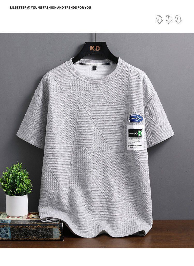 Men's Clothing Waffle Youth Short Sleeved Casual Sports Suit Loose Large Size Trendy Handsome Shorts Two Piece Suit_voghion.com