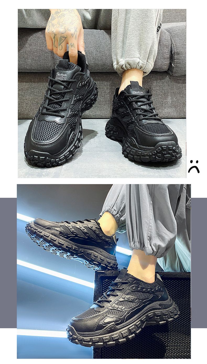 Men's Breathable Anti-Slip Work Shoes With Tire Sole, Lightweight Casual Sneakers For Summer, Comfortable Low-Top Shoes For Daily Wear_voghion.com