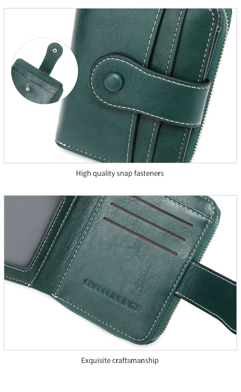 Cross Border Nieuwe RFID Anti Magnetische Korte Portemonnee Multifunctionele Ritssluiting Portemonnee Europese En Amerikaanse Retro Dames Muntenportemonnee_voghion.com
