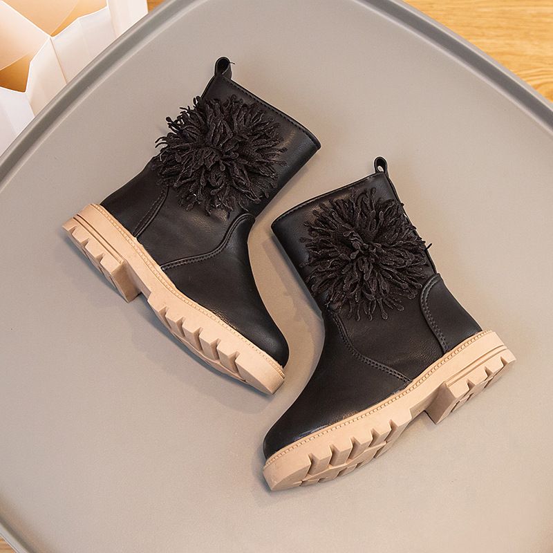 Mädchenschuhe, Lederkinderblume, 2024 Herbst und Winter neue Single Princess-Mittelsohlenstiefel, Martin-Stiefel_voghion.com