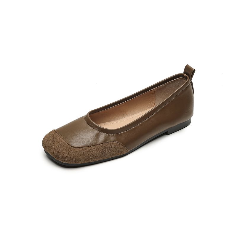 Square Head Single Shoes Women's Summer Flat Bottom Retro One-pedal Doudou Shoes Shallow Mouth Soft Sole Ballet Shoes_voghion.com