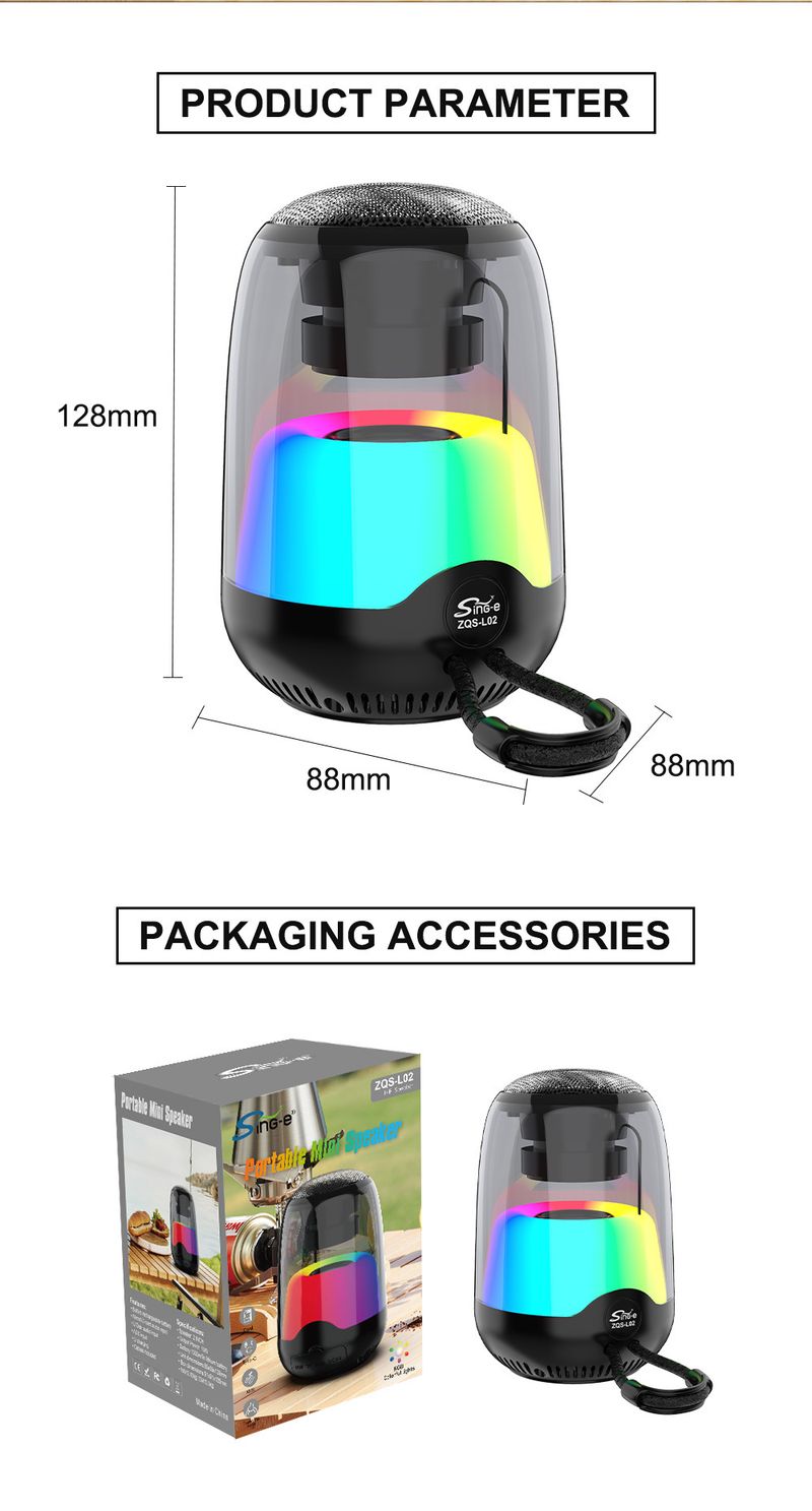 ZQS-L02 Trådløs Bluetooth-høyttaler Utendørs Bærbar Mini Liten Lyd Skrivebord Bil Subwoofer_voghion.com