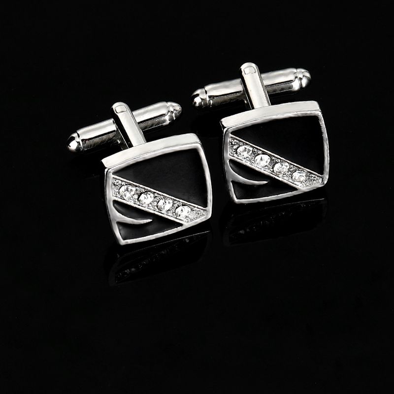 diamond striped cufflinks for men business French shirt cuff nails tie clip set gift box_voghion.com