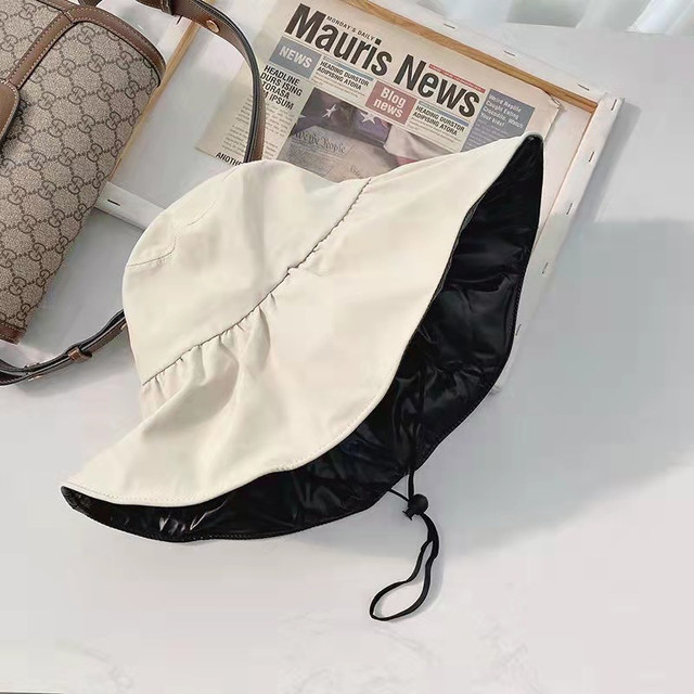 Cappello per protezione solare in gomma nera Cappello da pescatore con protezione UV pieghevole estivo a tesa larga da donna_voghion.com
