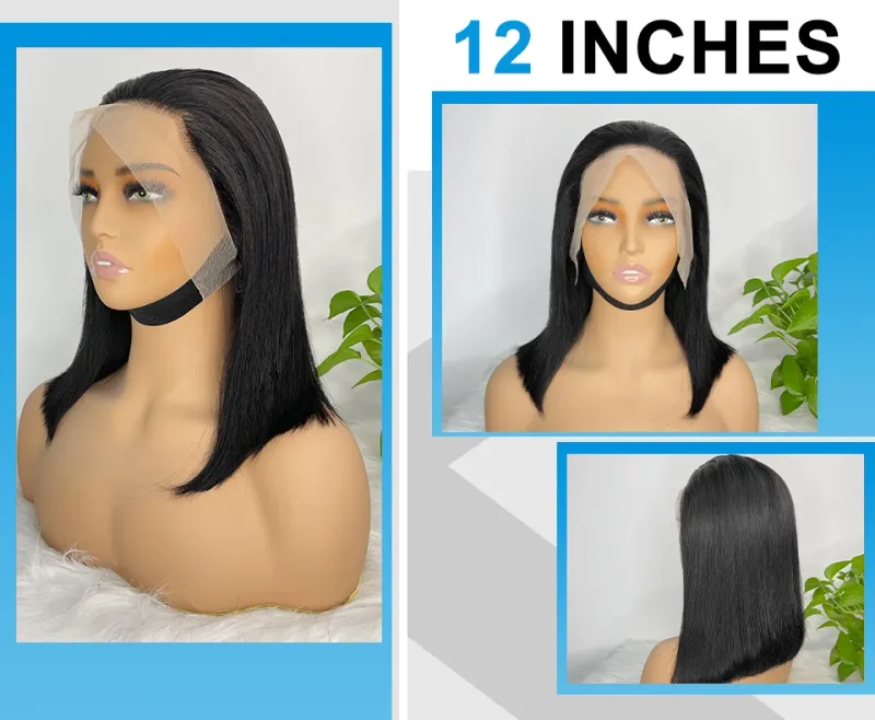 Parrucche Glueless Straight BOB 13X4 Parrucca Frontale in Pizzo per Donna Capelli Umani Brasiliani_voghion.com