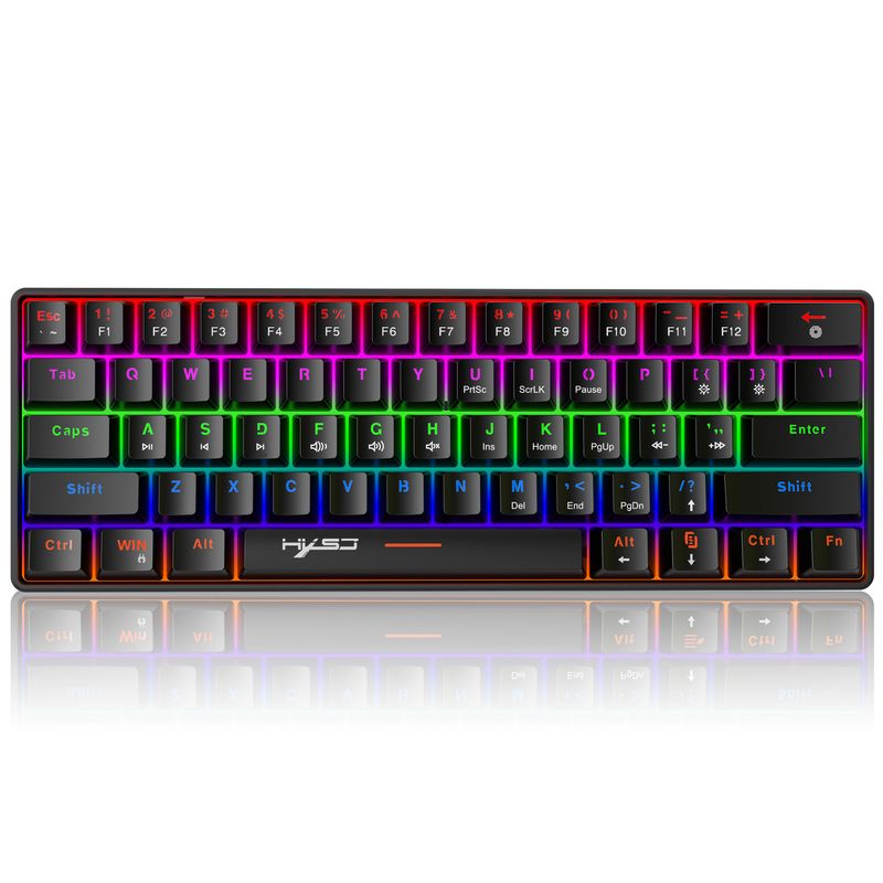 Novo teclado mecânico compacto mini eixo verde 61, sem conflitos de teclas, luz de fundo colorida, mais vendido_voghion.com