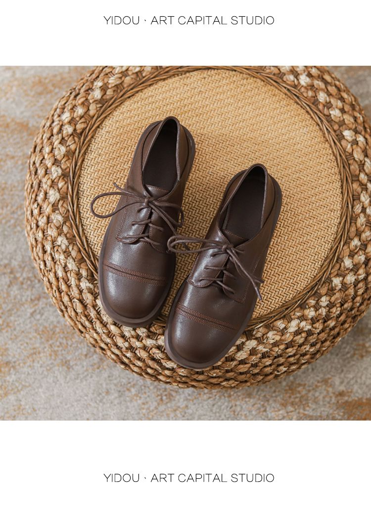 Loafers pavasarim un rudenim Vienkāršākais Match Flats kurpju šņores mīksta govs āda_voghion.com