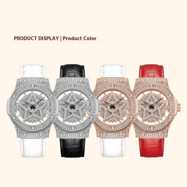 Reloj de pentagrama de diamantes completo para mujer en 2024, nuevo, de moda, lujo ligero, nicho y diosa de los copos de nieve de alta gama._voghion.com