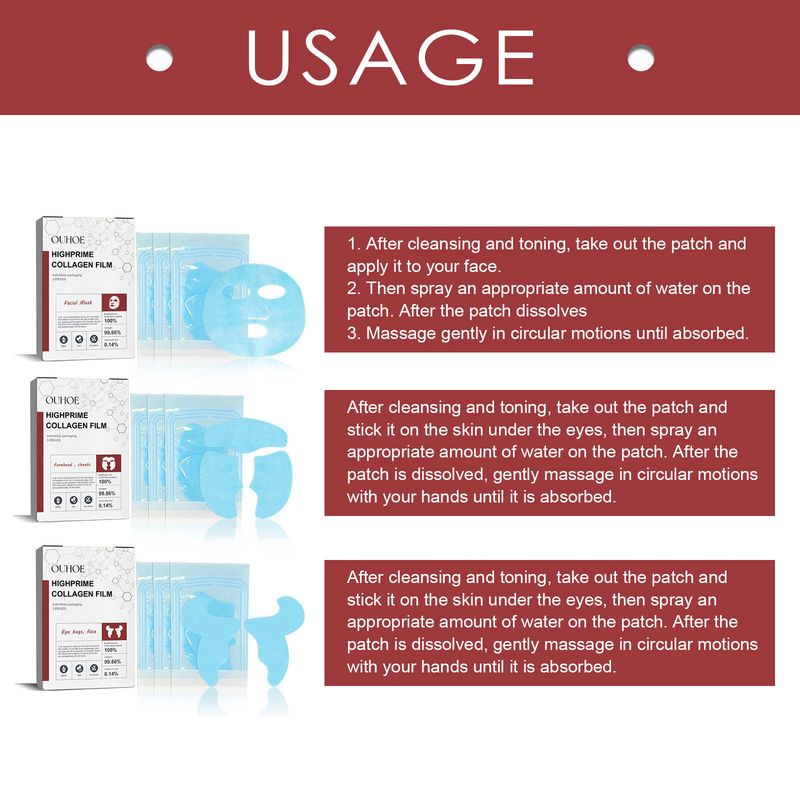 OUHOE Hydrolyzed Collagen Gentle Moisturizing Nourishing Eye Facial Mask Skin Care Set_voghion.com