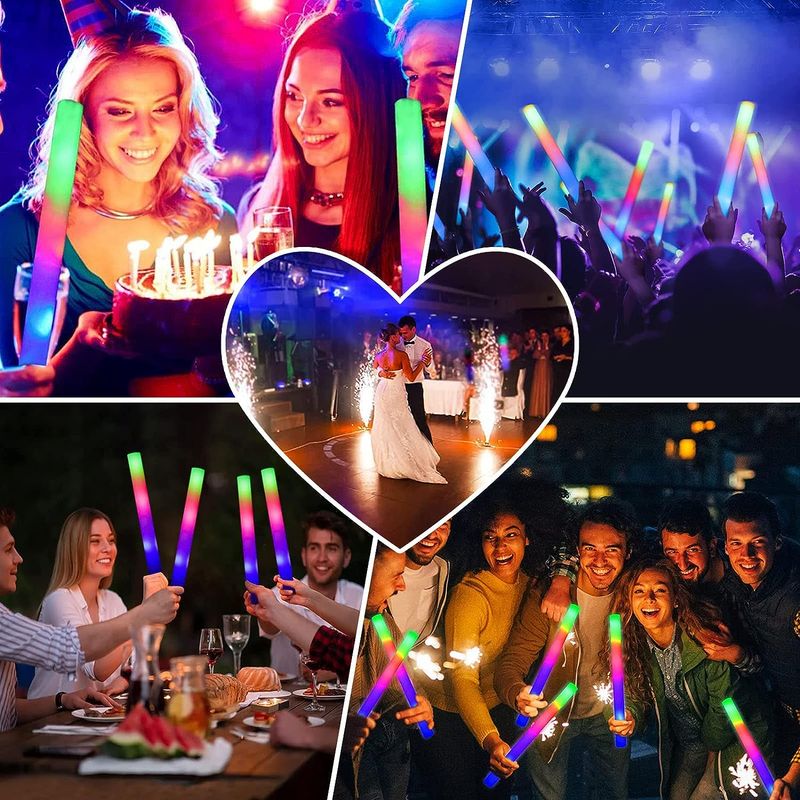 10/15/20Pcs LED Glow Sticks Bulk Colorful RGB Glow Foam Stick Cheer Tube Dark Light For Xmas Birthday Wedding Party Supplies_voghion.com