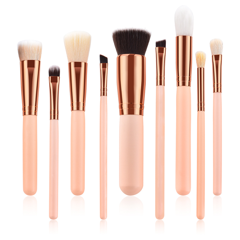9 Stück Make-up-Pinsel, Beauty-Tools, großer flacher Kopf, Lidschattenpinsel, Hautfarbe, Holzgriff, Set, Make-up GUJHUI_voghion.com