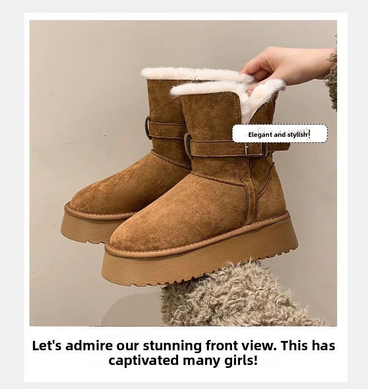 Thi Bot Winter-Schneestiefel für Damen, gefüttert, mit Thiened 2024, neue Faion, vielseitiger Gürtel, Bule, warme Stiefel mit mittlerer Wade_voghion.com