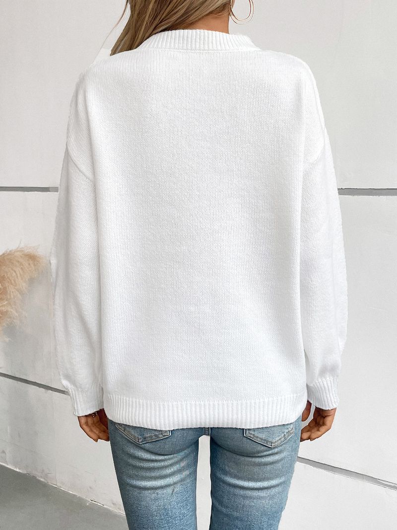 Damen-Strickpullover mit amerikanischem Flaggen-Print – gemütlicher Herbst- und Winterpullover, lässige, lockere Passform, lange Ärmel, Rundhalsausschnitt, Polyestermischung_voghion.com