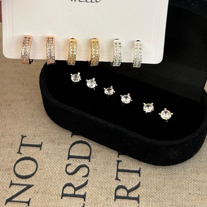 High-end Elegant Zircon Hoop Set Of Four Light Luxury Fashionable Everyday Versatile Commuting Earrings_voghion.com