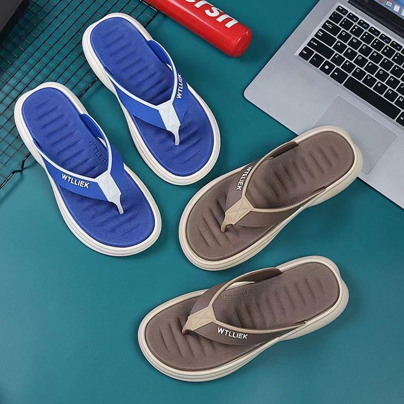 Sandali a spina di pesce per abbigliamento casual estivo, marchio alla moda antiscivolo con suola spessa e intersuola in EVA con clip, sandali da spiaggia da uomo e_voghion.com