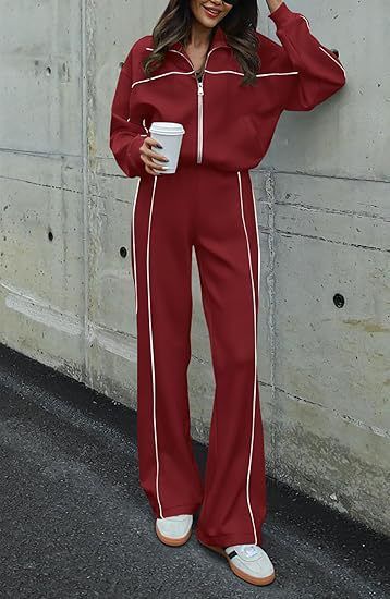 Completo da donna da ufficio a palestra, 2 pezzi: top da allenamento con cerniera completa e pantaloni affusolati (S-XXL, poliestere traspirante, 13 colori, casual da lavoro)_voghion.com