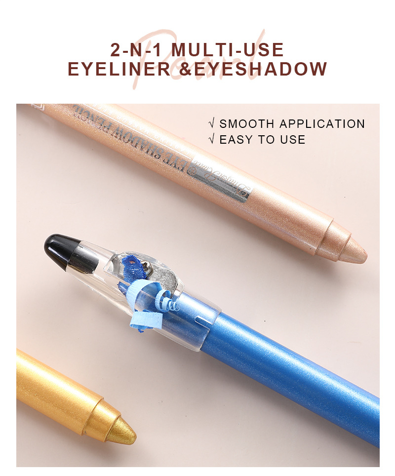 12-Piece Eyeshadow Pencil Set With Pearlescent Finish - Includes Sharpeners, Professional Eyeshadow Makeup Kit_voghion.com