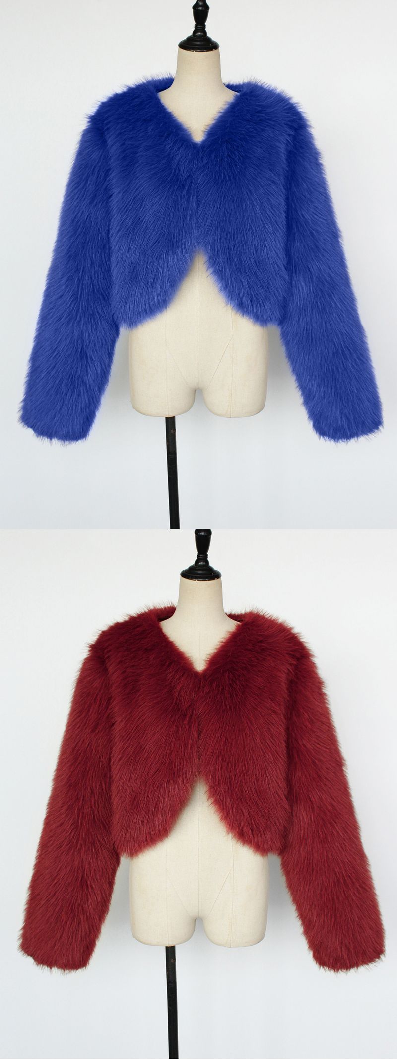 2025 Winter Casual Pelz Kurzen Mantel Frauen Elegante Langarm Flauschigen Outwear Jacke Damen Feste Dicke Warme Pelzigen Outwear_voghion.com