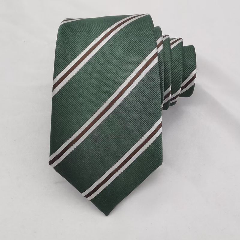 Cravatta da uomo in seta di gelso, di alta qualità, fresca e vivace, a righe verdi, nuova di zecca_voghion.com