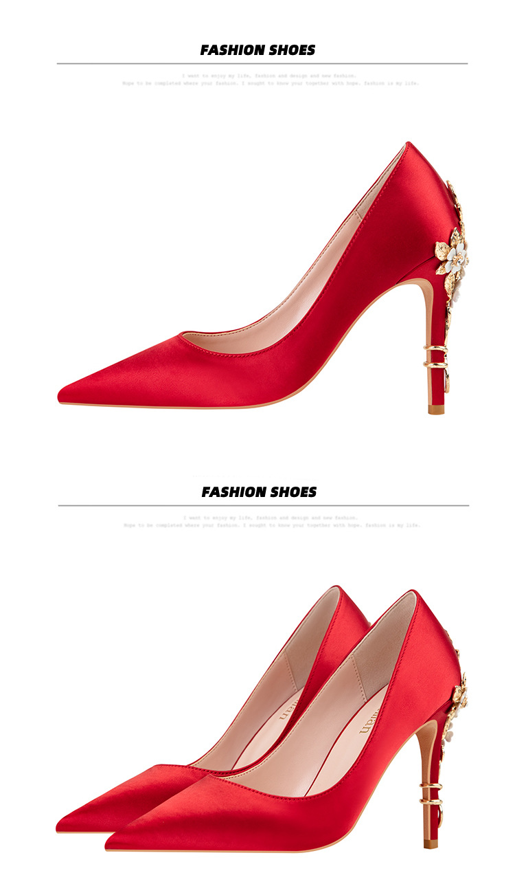 női divat könnyű luxus szexi női cipő divat virág tűsarkú magassarkú esküvői cipő hegyes orrú szatén cipő_voghion.com